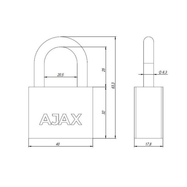 Замок навесной PD-3040 (PD-30-40) 3 fin key /блистер