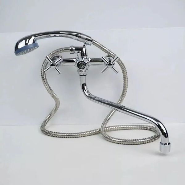 Смеситель для ванны и умывальника двухручковый  хром  Potato Эверест B22-316