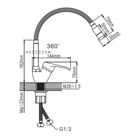 Смеситель для кухни двухручковый хром Potato Эверест B 58-028
