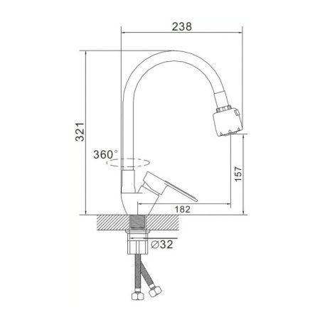 Смеситель для кухни монокомандный  белый с хромом  Potato Эверест B58-274A