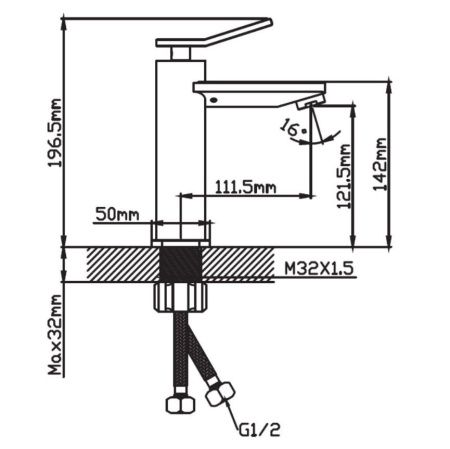 Смеситель для раковины монокомандный  серый графит  Potato Эверест B10-15TL