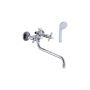 Смеситель для ванны и умывальника двухручковый  белый с хромом  Potato Эверест B22-071A