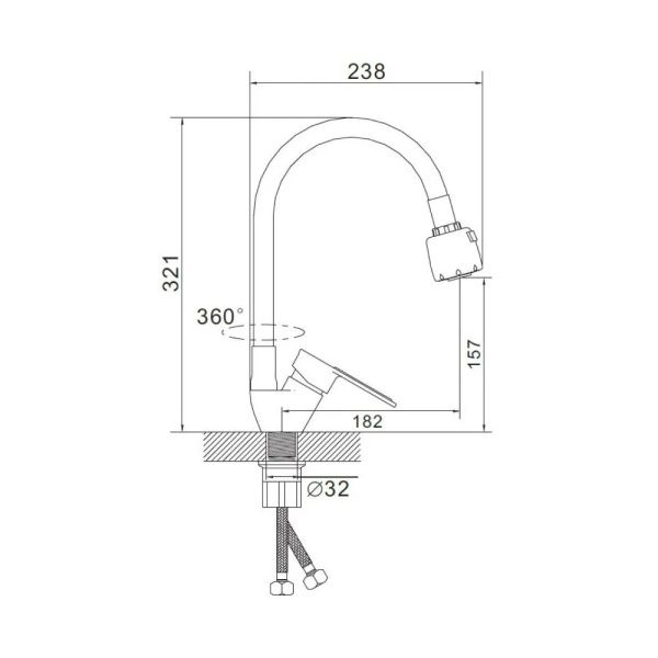 Смеситель для кухни монокомандный  синий с хромом  Potato Эверест B58-274DS