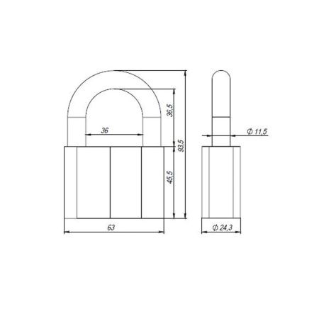 Замок навесной PD-4070 (PD-40-70) 3 fin key /коробка
