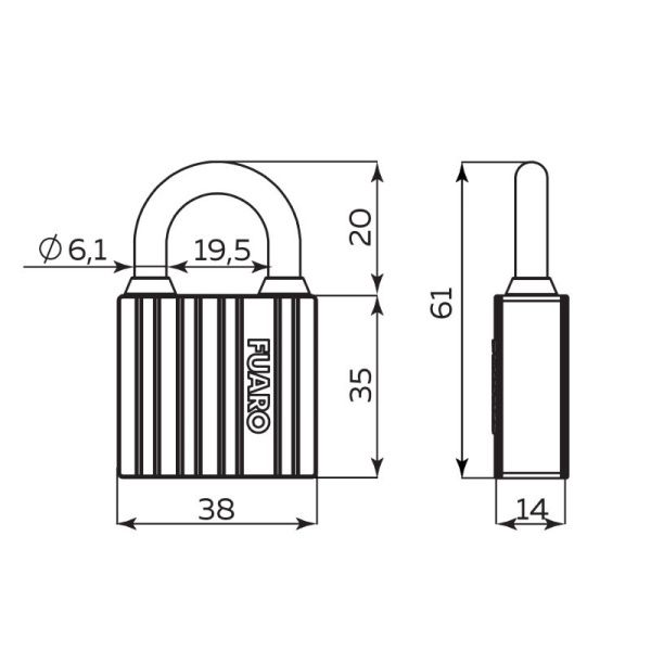Замок навесной PL-UNI-0438 3key