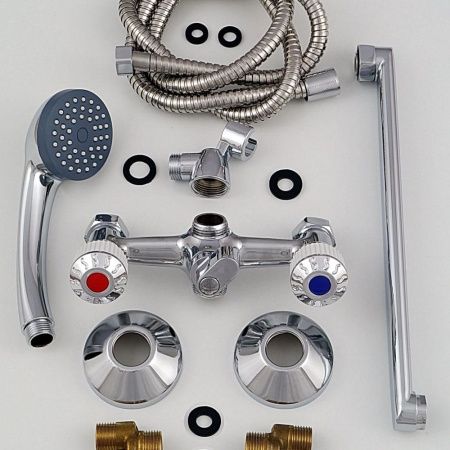 Смеситель для ванны и умывальника двухручковый хром Potato Эверест B 23-356 A