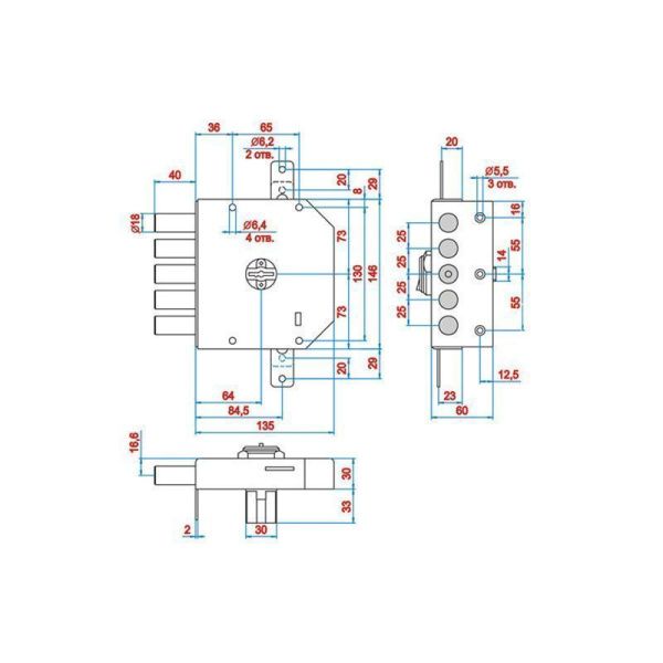 Замок накладной Гранит 1.06.51.МА никель