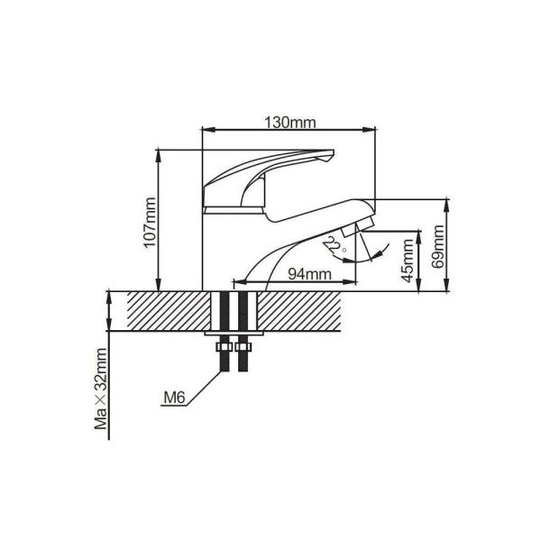 Смеситель для раковины монокомандный хром Potato Эверест B 10-029 М