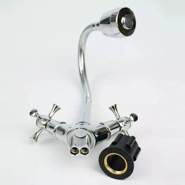 Смеситель для кухни двухручковый  хром  Potato Эверест B58-064