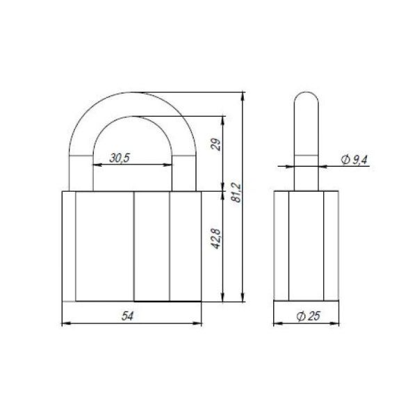 Замок навесной PD-4060 (PD-40-60) 3 fin key /коробка