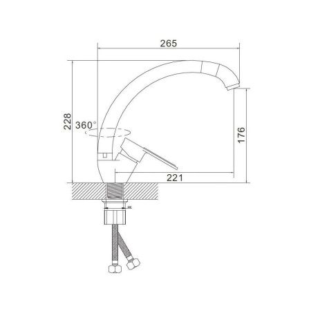 Смеситель для кухни монокомандный  синий с хромом  Potato Эверест B59-274DS