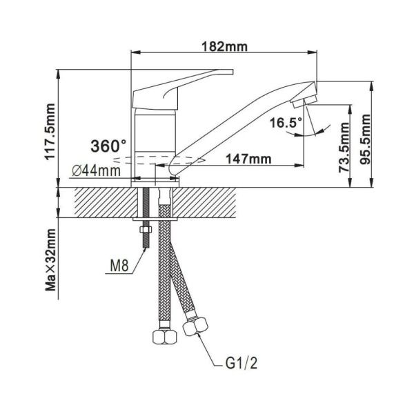Смеситель для кухни монокомандный  хром  Potato Эверест B45-028B