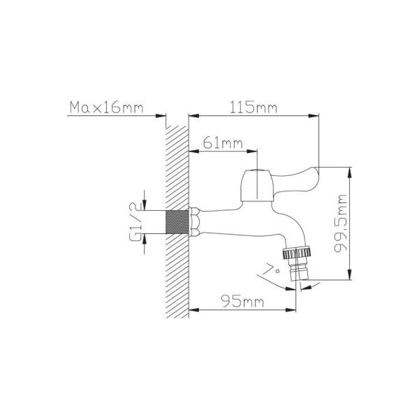 Кран водоразборный одноручковый на холодную воду белый  Potato Эверест B48-338