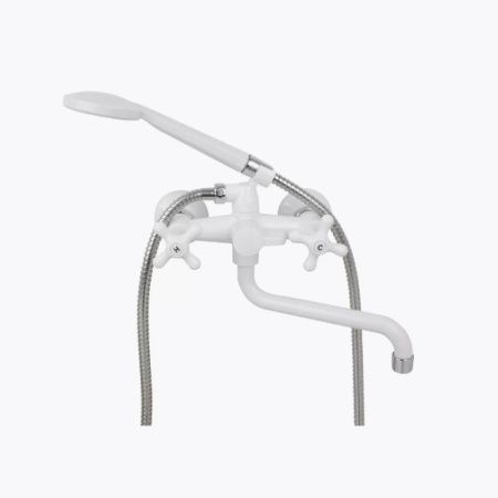 Смеситель для ванны и умывальника двухручковый  белый  Potato Эверест B22-3597