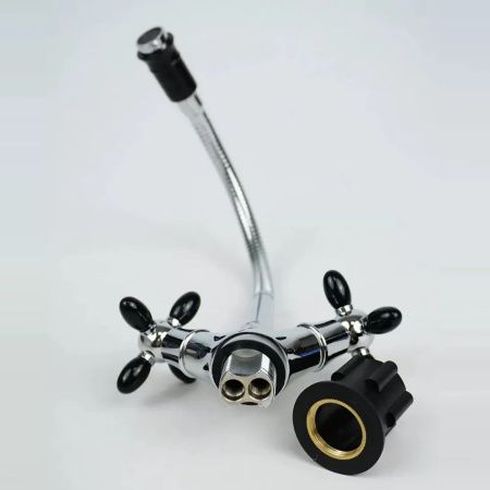 Смеситель для кухни двухручковый  черный с хромом  Potato Эверест B58-071F