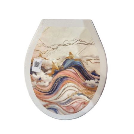 Крышка для унитаза жесткая "ДЕКОР" ЦВЕТНОЙ МРАМОР