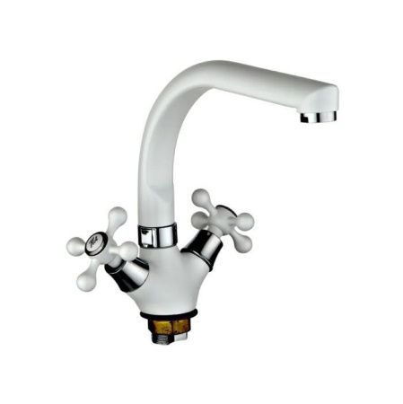 Смеситель для кухни двухручковый белый Potato Эверест B 69-657