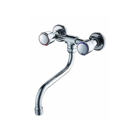 Смеситель для ванны и умывальника двухручковый  хром  Potato Эверест B46-345