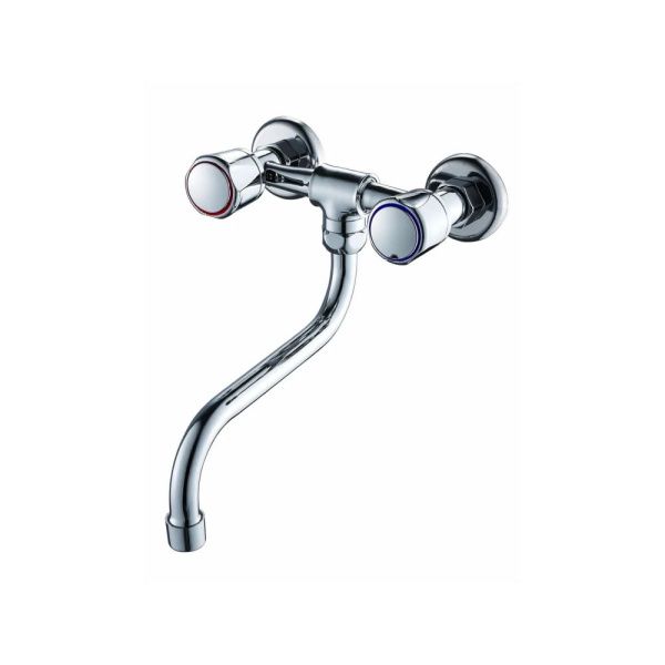 Смеситель для ванны и умывальника двухручковый  хром  Potato Эверест B46-345