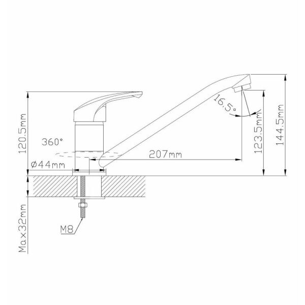Смеситель для кухни монокомандный  хром  Potato Эверест B42-029M