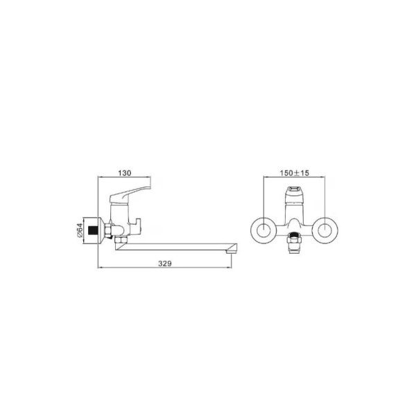 Смеситель для ванны и умывальника монокомандный  хром  Potato Эверест B22-028