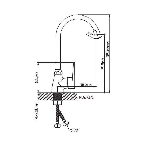 Смеситель для кухни монокомандный  хром  Potato Эверест B40-270GS