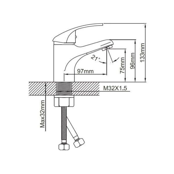 Смеситель для раковины монокомандный  хром  Potato Эверест B10-040