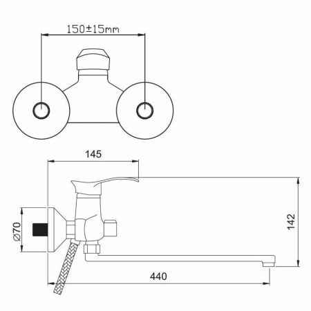 Смеситель для ванны монокомандный хром Potato P2201