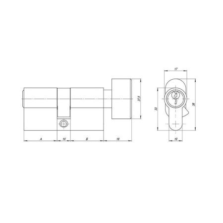 Цилиндровый механизм AZ1002Knob60 хром