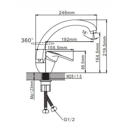 Смеситель для кухни монокомандный  хром  Potato Эверест B59-025