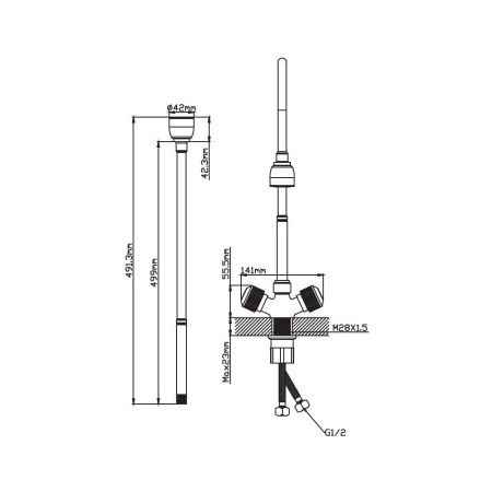 Смеситель для кухни двухручковый  синий с хромом  Potato Эверест B58-356D