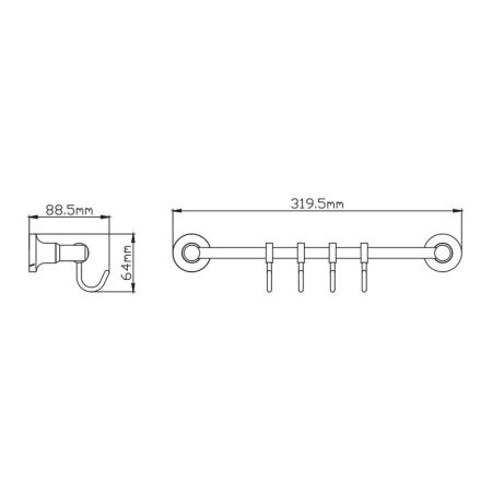 Держатель полотенец  (4 крючка)  P1814-4BL (18BL серия)