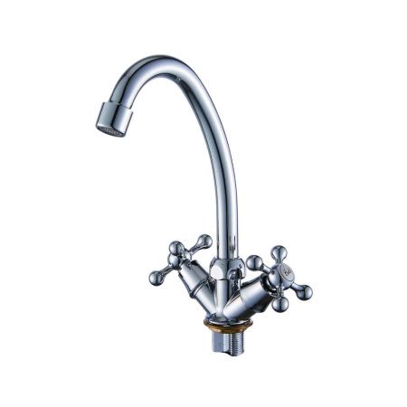 Смеситель для кухни двухручуовый хром Potato Эверест B 49-351