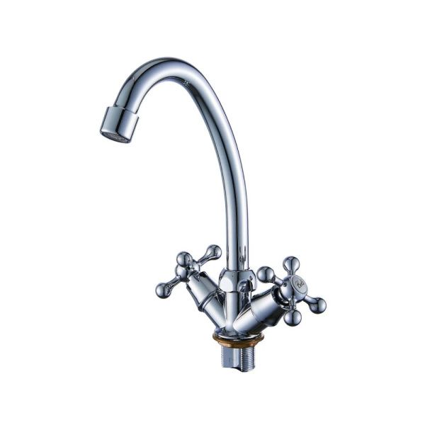 Смеситель для кухни двухручковый  хром  Potato Эверест B49-351