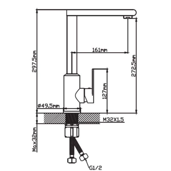 Смеситель для кухни монокомандный  серый графит  Potato Эверест B40-13TL