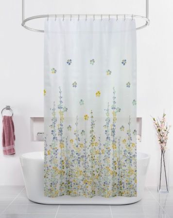 Штора для ванной тканевая белый, цвета лета ВТ-829907 , "Дорофей", 180*180