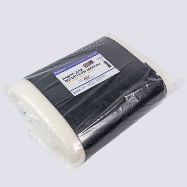 Набор для перетяжки мебели 150*100см (кожа, поролон 16кг/м3, 20мм, гвозди) черный