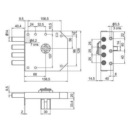 Замок накладной сувальдный RеХ.2.14