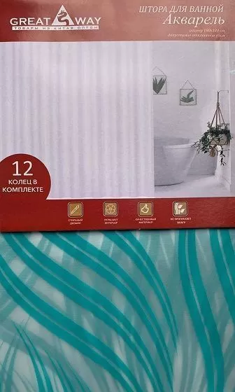 Штора для ванной тканевая 12, Акварель, "PEVA", 180*180