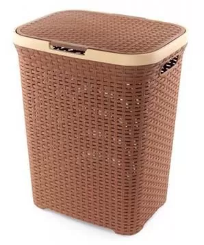 Корзина для белья 40л бежевая Ротанг (латте)