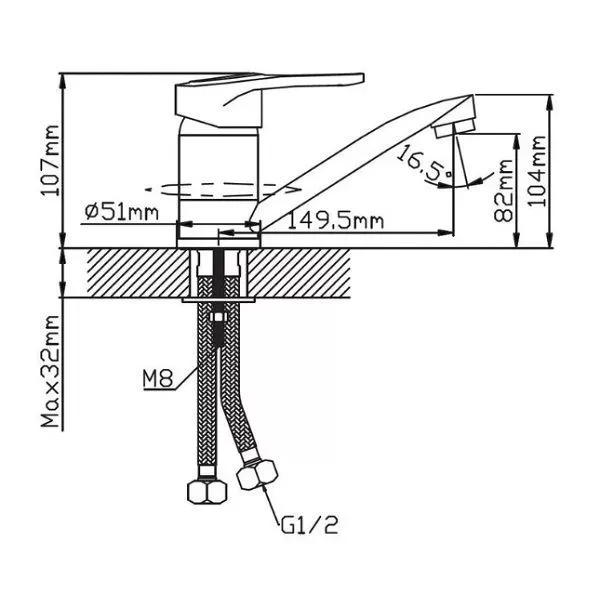 Смеситель для кухни монокомандный хром Potato P 4525