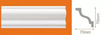 Плинтус потолочный белый 70/70мм С14/70 длина 2м (упак.50шт.) Солид