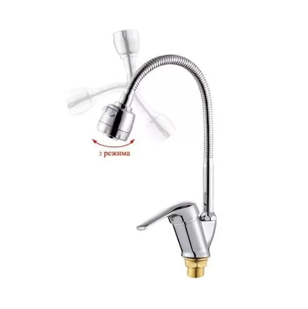 Смеситель для кухни монокомандный хром Potato P 5813 (гибкий излив)