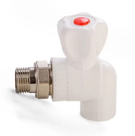 Кран шаровый ППР для радиатора, угловой F 142.2004 (с нар.резьбой PPR-GRL20х1/2M) (уп.10шт.)