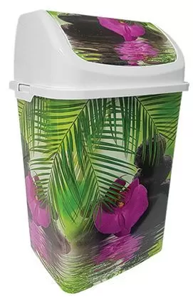 Ведро для мусора 18л белое "Камелия" Орхидея