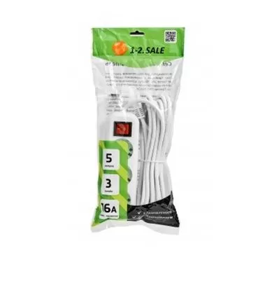 Сет. удлинитель ПВС 3х1 3роз.  5м 16А земля, выкл (корпус АБС-пластик) E1М