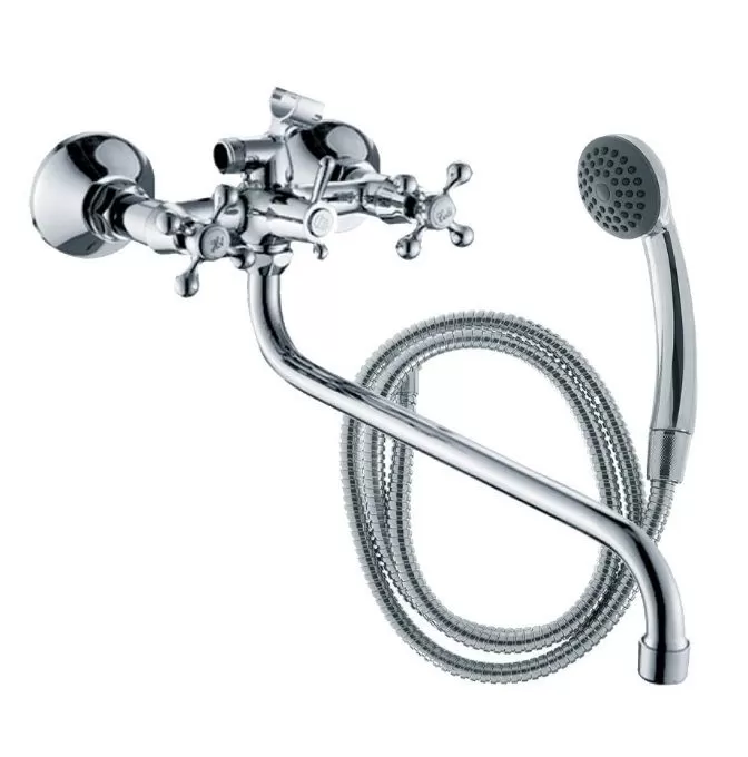 Смеситель для ванны и умывальника двухручковый хром Potato Эверест  B 22-351