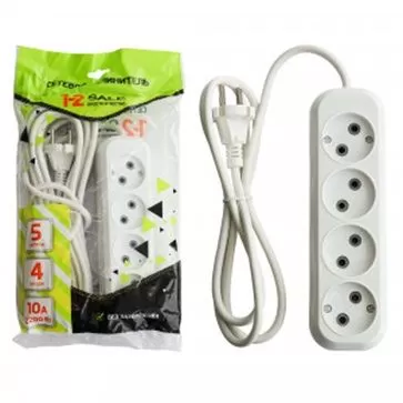 Сет. удлинитель ПВС 2х1 4роз. 5м 10А (корпус АБС-пластик) E1М