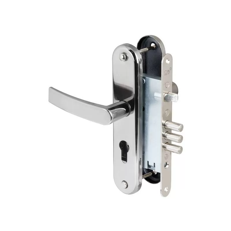 Корпус врезного замка с защёлкой в комплекте с ручкой ЗВ4-31/55 РФ55-022 (черн жемчуг)