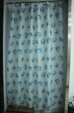 Штора для ванной тканевая голубая, 1032, "Залел" эконом, 170-180*200